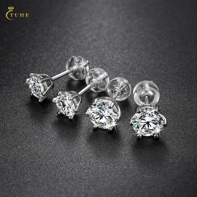 Wholesale Fashion Jewelry 925 Sterling Silver 0.5ct-1ct  VVS Moissanite Diamond Stud Earrings for Men Women
