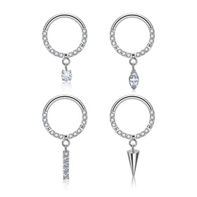 16G Septum Jewelry G23 Titanium Round Zircon Nose Rings Cartilage Helix Earrings Hinged Clicker Nose Rings Piercing Jewelry