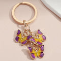 Manufacturer Colorful butterfly Pendant Key Chain Metal Key Chains Rhinestone Enamel Charm Key Ring Bag Accessories Car Keychain