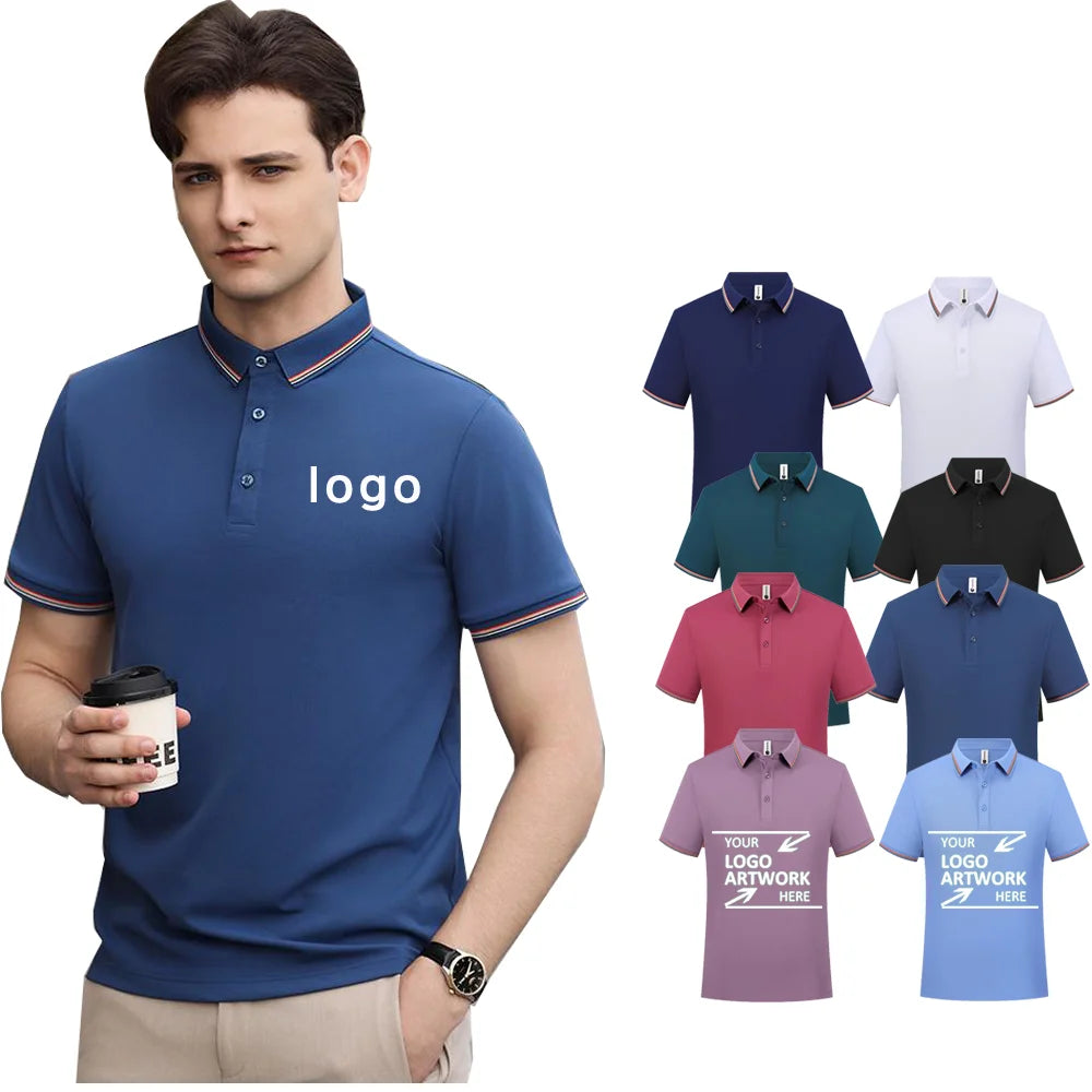 Customizable Logo Summer for Polo Shirt Lapel Overalls Breathable T-Shirt for Work Sports Plus Size XL Anti-Pilling Button
