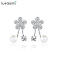 LUOTEEMI Fashion Jewelry Wholesale Women Latest Cute Girls Cheap Korean Model Small Flower Pearl Earrings