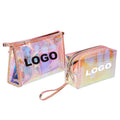 Custom clear Holographic Pvc Travel Makeup Bag Organizer Pouch Makeup Laser Holographic Clear Toiletry Bag Cosmetic Makeup Bag