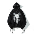 Fashion Hoodie Black Full Zip Hoodie Hip Hop Style Hat Embroidery Front Long Sleeve Sweatshirts Hoodies