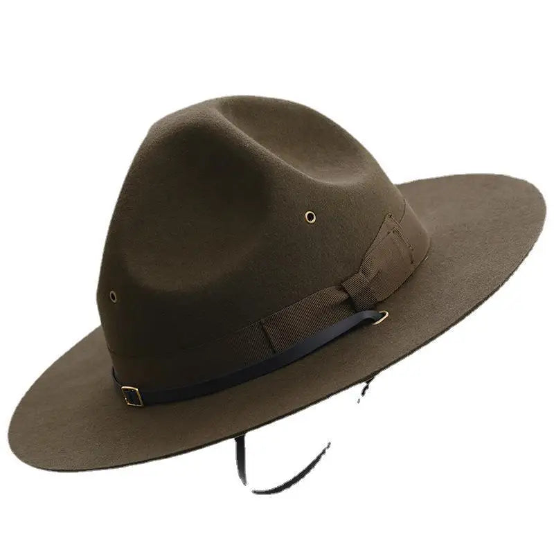 Ready Ship 100% Wool Trooper Highway Patrol Campaign Hat Drill Sergeant Instructor Mountie Park Ranger Hat Olive for Outdoor Use