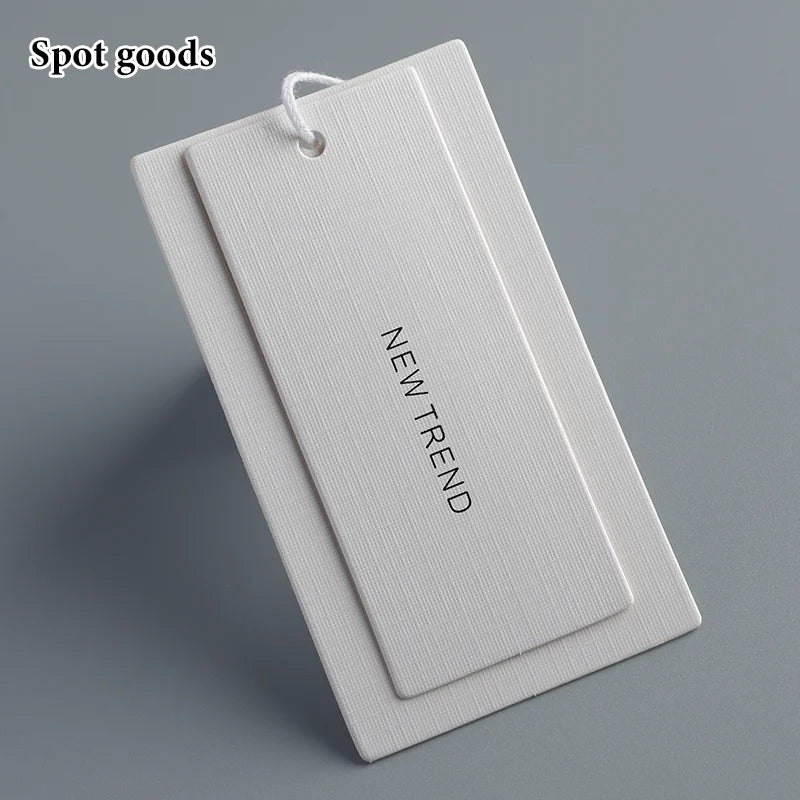 New Arrival Custom Embossed logo Paper Card Recycled Garment Tags Paper hang Tag Business Card hang Tags