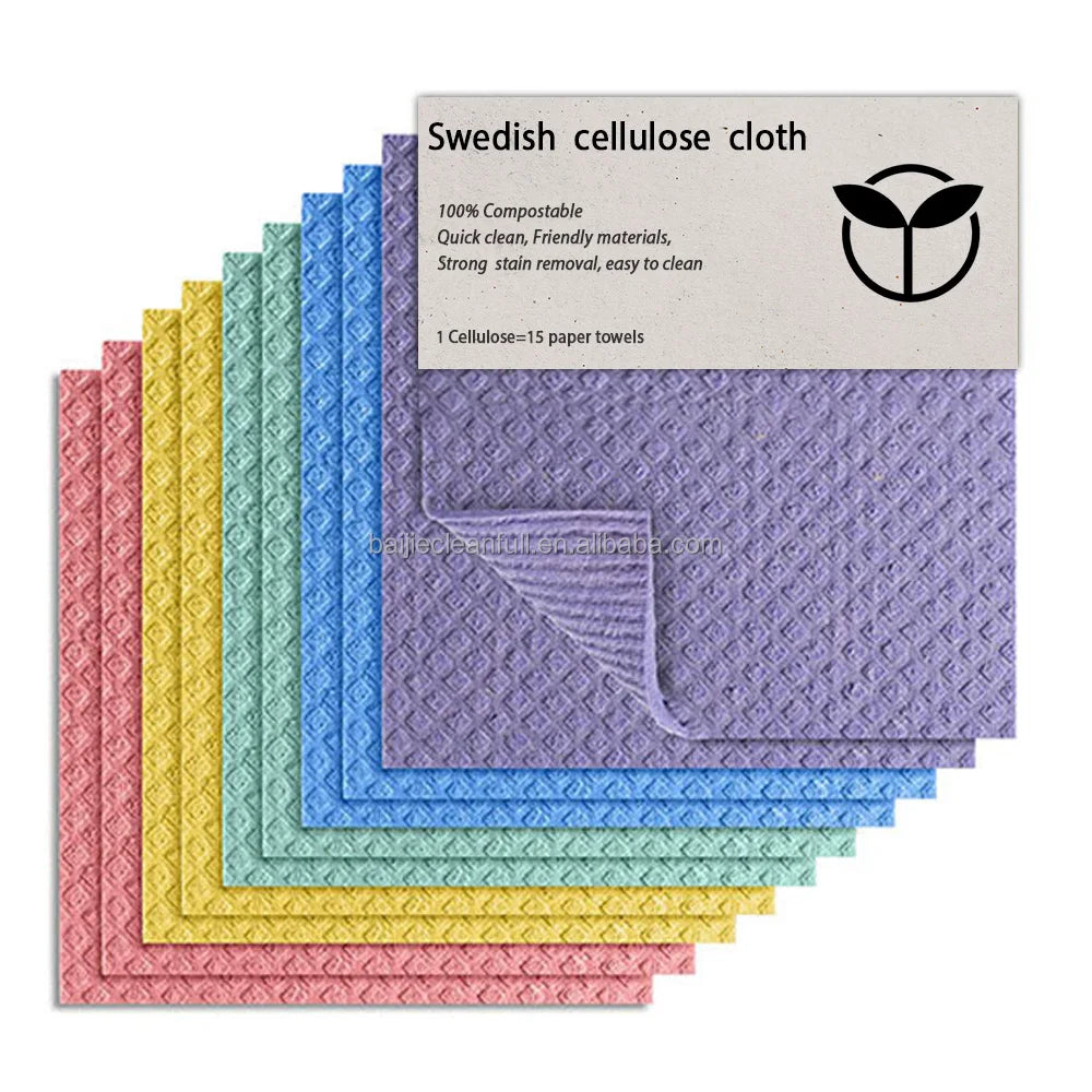 Good Quality Eco-friend Compostable Woodpulp Dishcloth Washing Towel Cellulose Sponge Kitchen Dish Cleaning Cloth