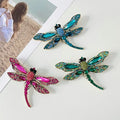 Statement Gemstone Insect Dragonfly Brooch Pin Green Rhinestone Crystal Dragonfly Brooch for Coat