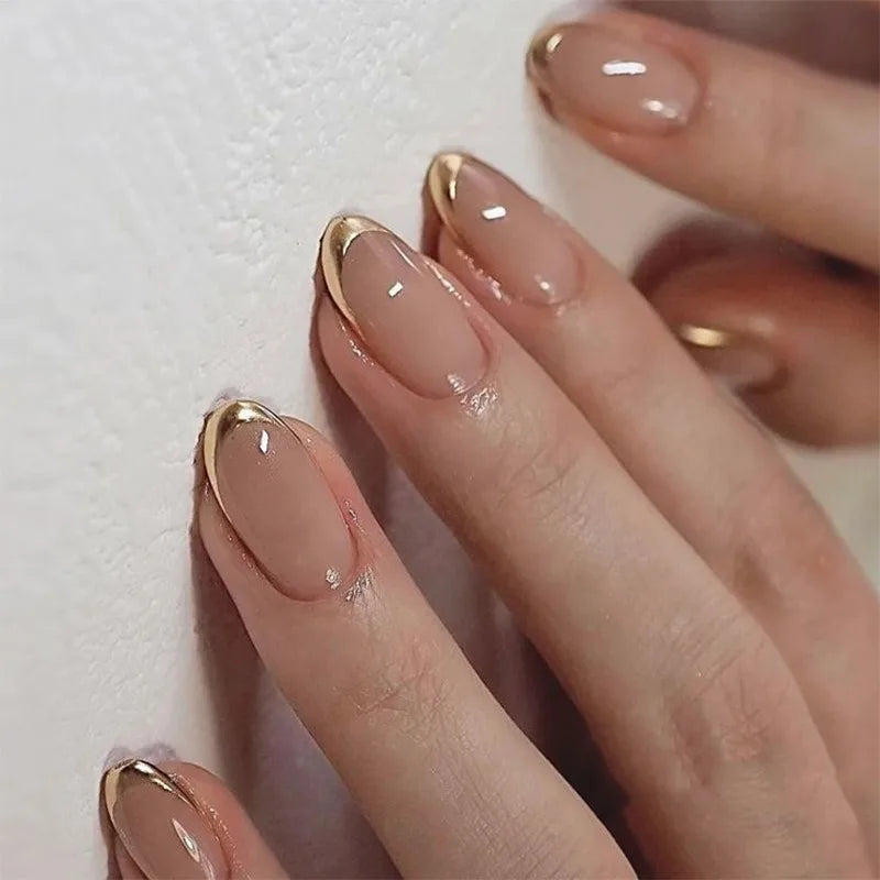 24 Pcs/set Soft Acrylic New Arrival 3719 Minimalist High-end Short Almond Shape Acrylic Press on Nails Artificial Fingernails