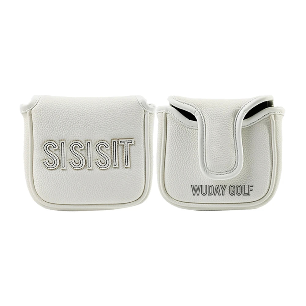 White Golf Headcover Custom Embroidery Printing Patch PU Leather Golf Mallet Putter Headcover