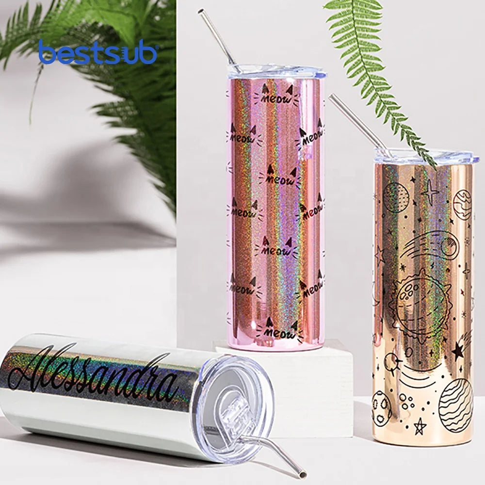 Valentines Day Gift Sublimation Blanks 20oz 600ml Stainless Steel Metallic Plated Glitter Double Wall Vacuum Insulated Tumbler