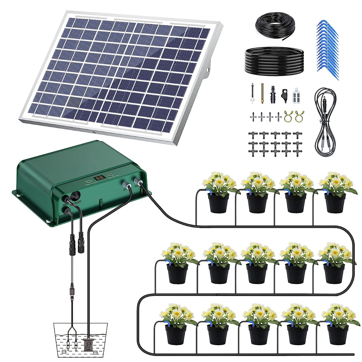 Hot Product Solar Garden Automatic Irrigation Drip Watering Kit Potted for Plants Flower Household Auto Timer Watering System MegaBDM