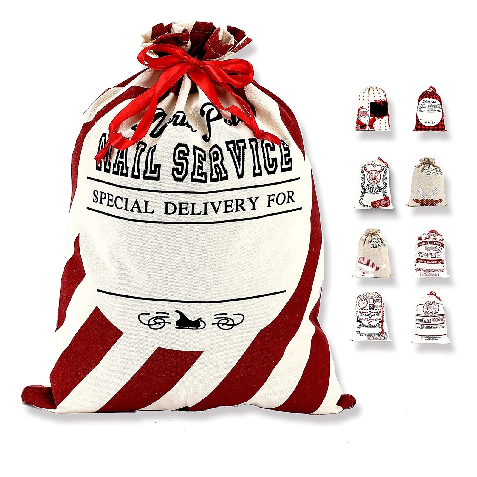 Ruthbag Large Christmas Canvas Gift Bag with Drawstring Santa Sack Design for Party Supplies and Favors Animal Prints Pattern