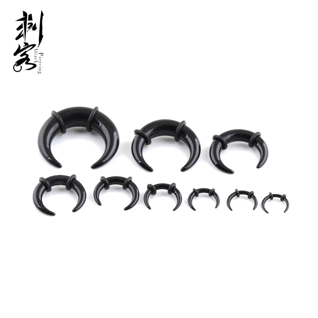 Acrylic Pincher Black 1.6mm-10mm UV Expander Body Piercing Jewelry