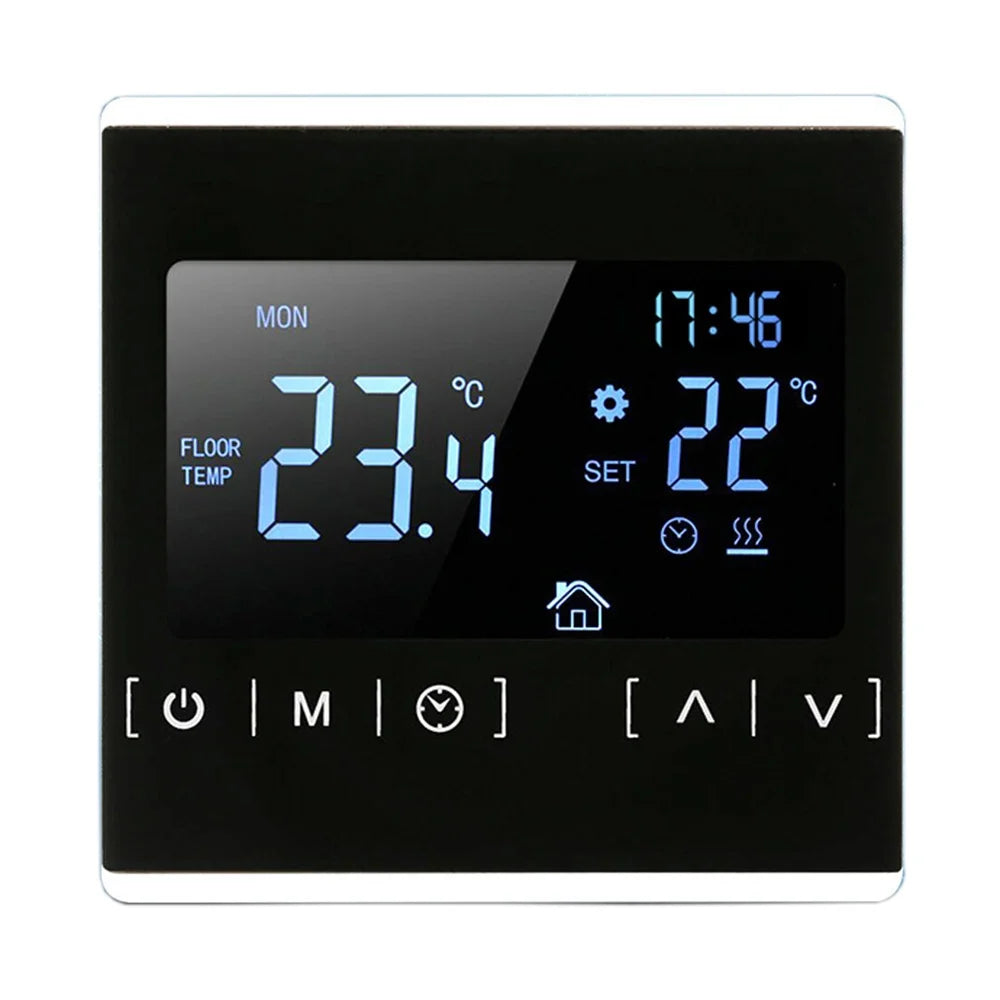 LCD Touch Screen Warm Floor Heating Room Thermostat Black Back Light Electric Gas Boiler Water Heating Temperature Controller