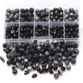 Zhubi Basic Black Natural Stone Rocks Crystal Friendship Bracelet Beads Kit 8MM Loose Round Glass Beads for Jewelry Making
