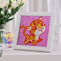 Animal Diamond Painting for Kids Little tiger Crystal Painting by Number Kits Home Decor Gifts for Birthday DIY Painting Frame