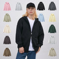 Oem Hevayweight 400gsm French Terry Double Zipper Blank Men Hoodies Drop Shoulder Blank Metal Double Zipper Blank Men Hoodies