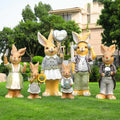 Commercial Big Easter Eggs Decoration Outdoor Fiberglass Life Size Garden Decoration Rabbit Bunny Statue