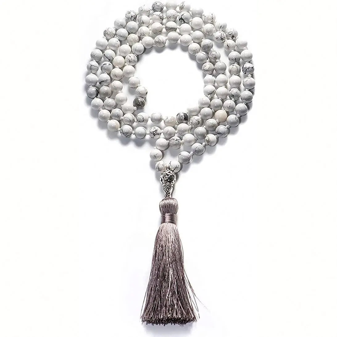 Hand Knotted Tassel Bracelets Yoga Mala Meditation 108 Mala Bead Bohemian Stone Jewelry