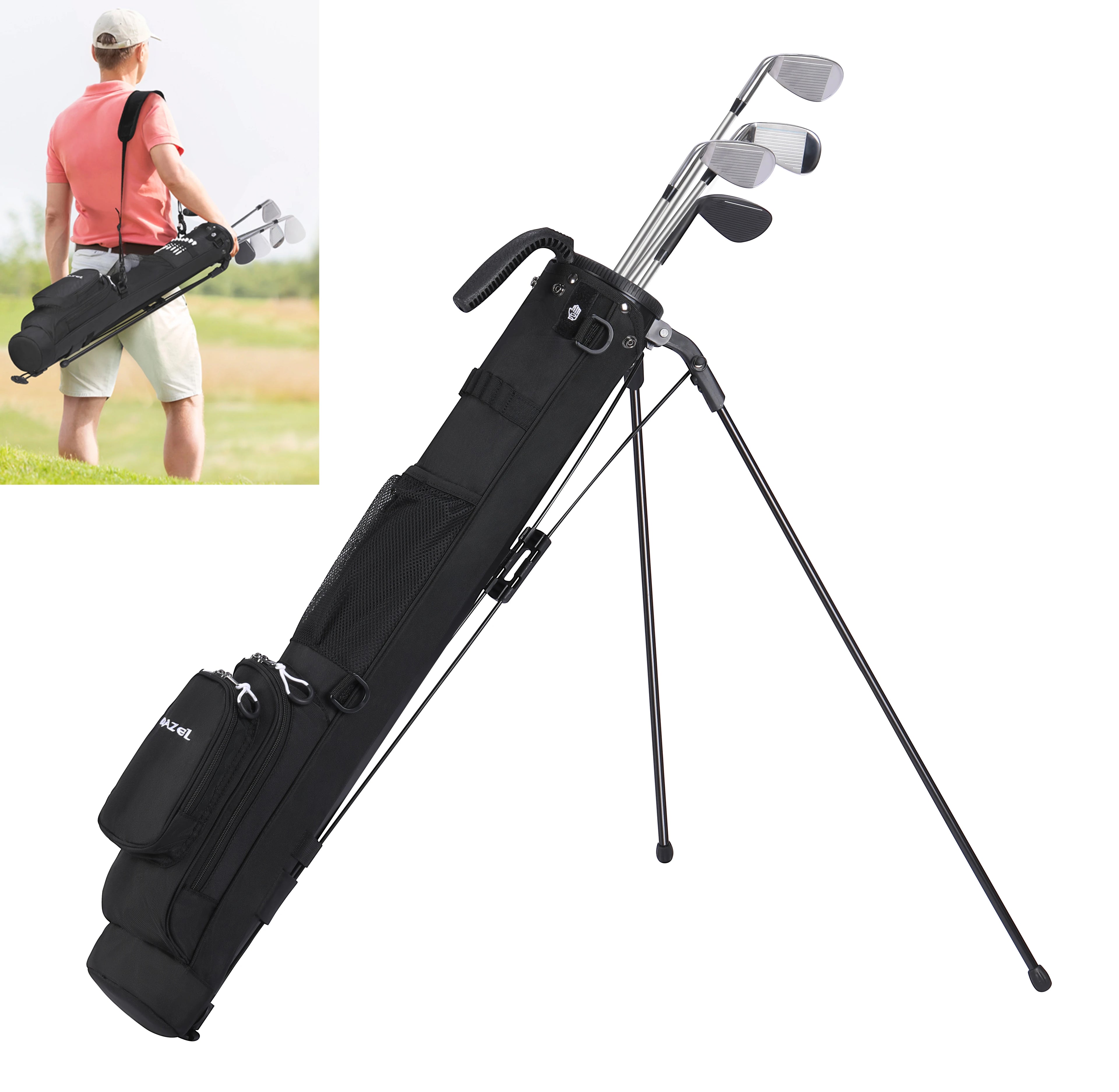 MAZEL Lightweight Sunday Golf Bag with Strap and Stand Wholesale Nylon Golf Stand Bag for Driving Range