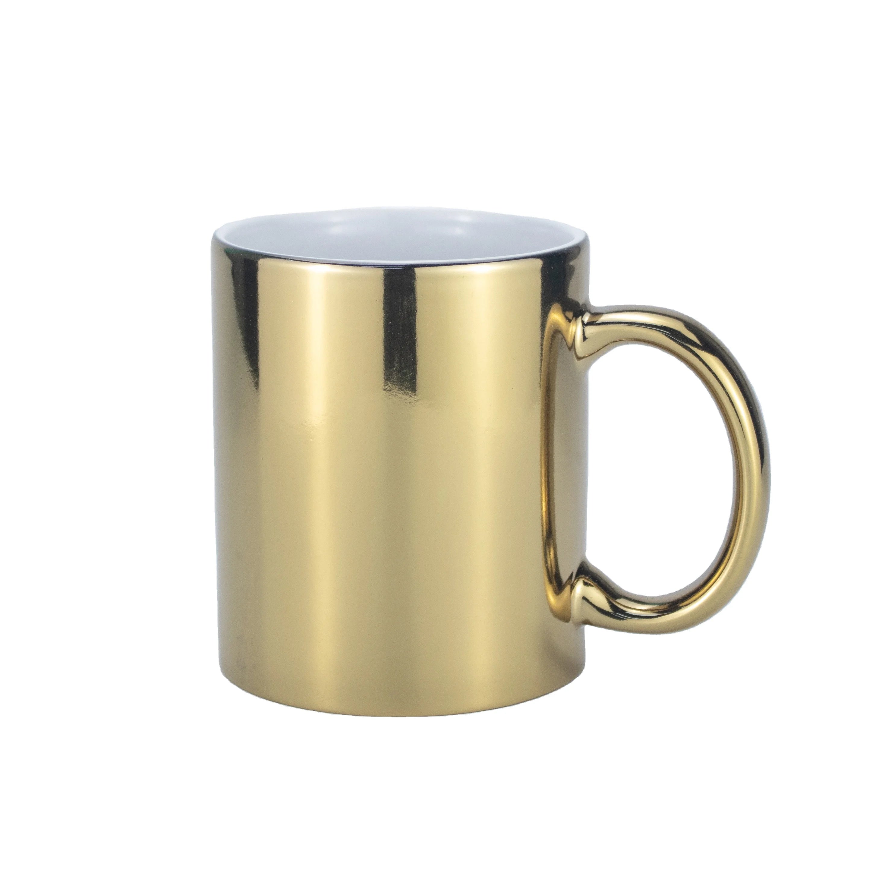 Gold Colors Sublimation Coffee Mugs Wholesale 11oz Electroplating Coffee Mug Personalized Custom Printed Mug Supplier