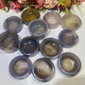 Wholesale Natural Grey Agate Round Bowl Reiki Fengshui Crystal Stones Bowl Agate Carving for Collection