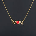 QIKU Romance Letter MOM Red Heart Necklace Women Accessories Pendant Copper Zircon Charm Jewelry Mother's Day Gift Dropshipping