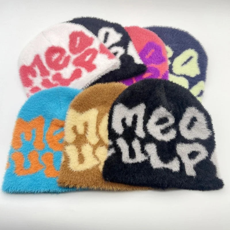 Custom Y2k All Over Print Logo Beanies Acrylic High Quality Knit Premium Jacquard Beanie Hat