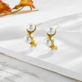 Luxury Fashion Non Tanrnish 18k Gold Plated Stainless Steel Pearl Stud Earrings for Women