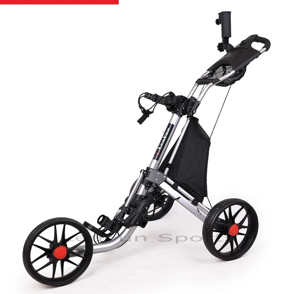 Brand New Push Golf Trolley With Big Free Wheels Aluminium Frame Including the Foot BrakeScore Card Holdereasy Fold System