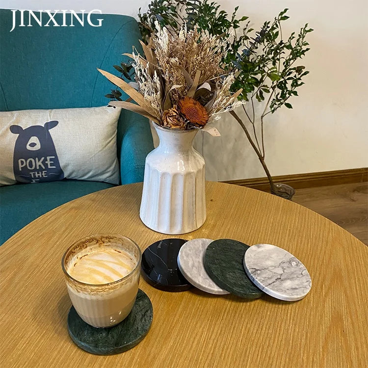 Custom Stocked Hexagon Stone Eco-Friendly Modern Coffee Tea Cocktail Beer Mug Coaster 10x10cm Drink Placemat Cup Mats Jin Star
