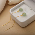 Women Artificial Jade Ear Line Buckle Earrings for Women Natural Stone Dangle Earring Temperament Korean Jewelry