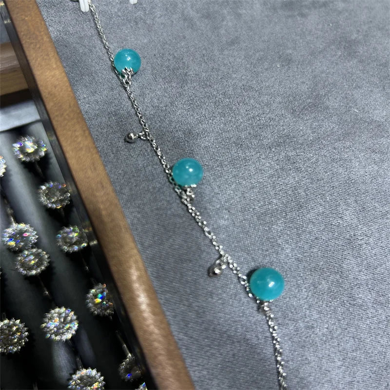 Wholesale Silver Copper Fashion Jewelry with Chains Natur Amazonite Crystal Bracelets for Sale
