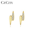 CZCITY Erring Woman Plated Gold Unique Earring Stud Elegant Zircon Lady Earing Cubic Trending Jewelry