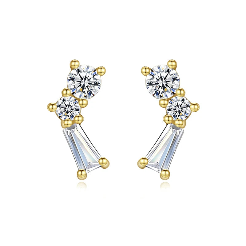 CZCITY 925 Woman Tops Fashionable Silver Earrings Delicate Jewelry Small Korean Cubic Zirconia Stud CZ Designer Earrings