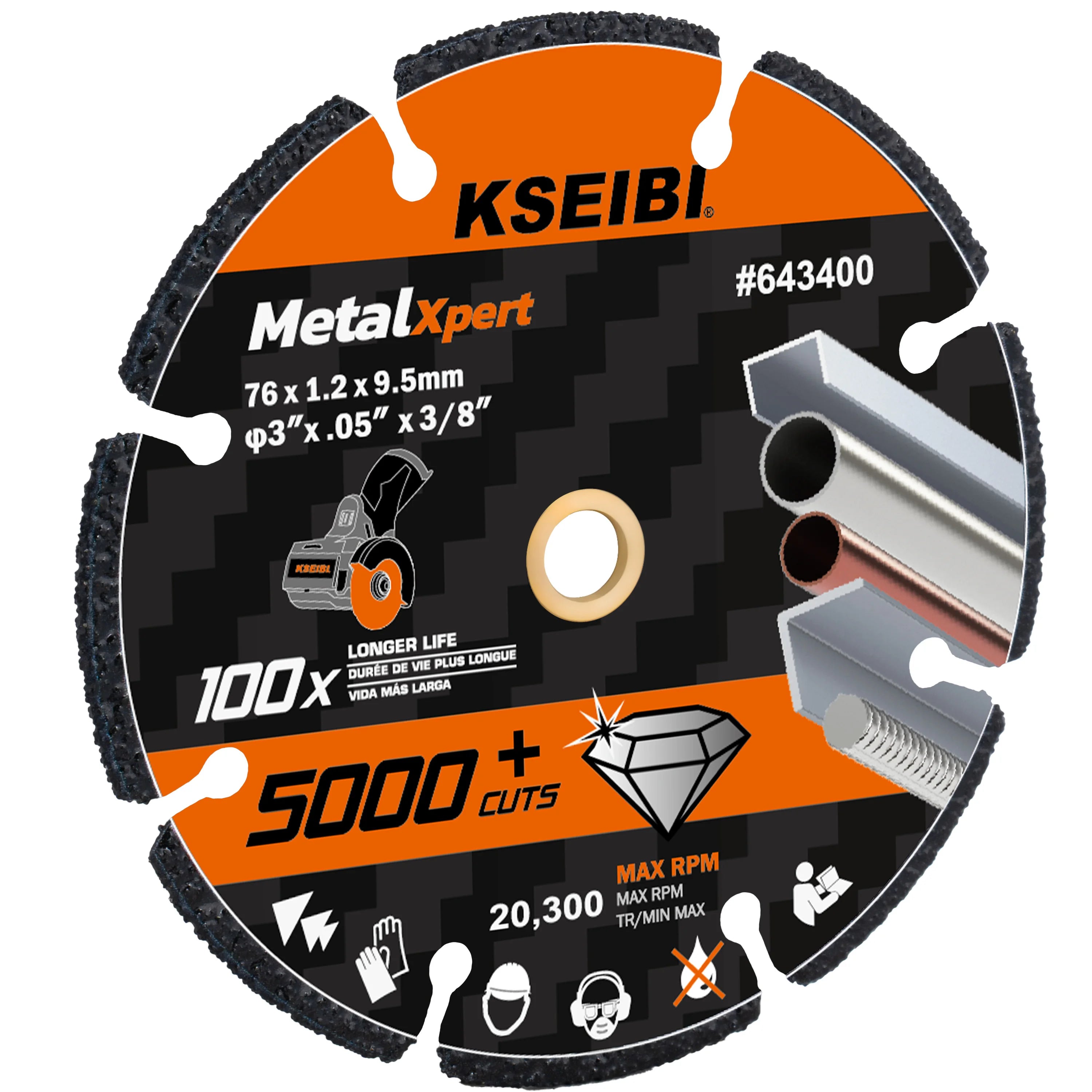 KSEIBI Diamond Metal Cut Off Discs Universal Saw Blade Cutting Wheel Abrasive Discs 3 X 3/8inch