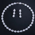 Super Shiny Cubic Zirconia Waterdrop Shape Tennis Necklace and Earrings Jewelry Set  for Women Wedding Bridal Luxury Jewellery