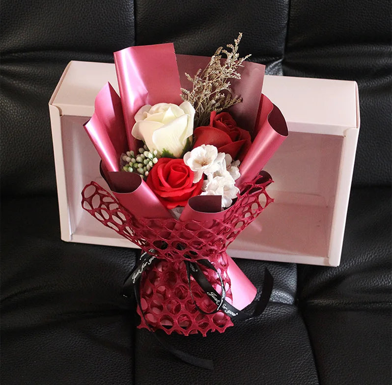 Hot Sale Soap Flowers Bouquet Gift Box Artificial Flower Dried Flower for Birthday Valentine's Day Christmas for Mother's Day