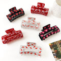 Valentine's Day Sweet Heart Lips Love Letter Pattern Square Plastic Environmental Friendly Colorful Hair Claw Clips Women Low