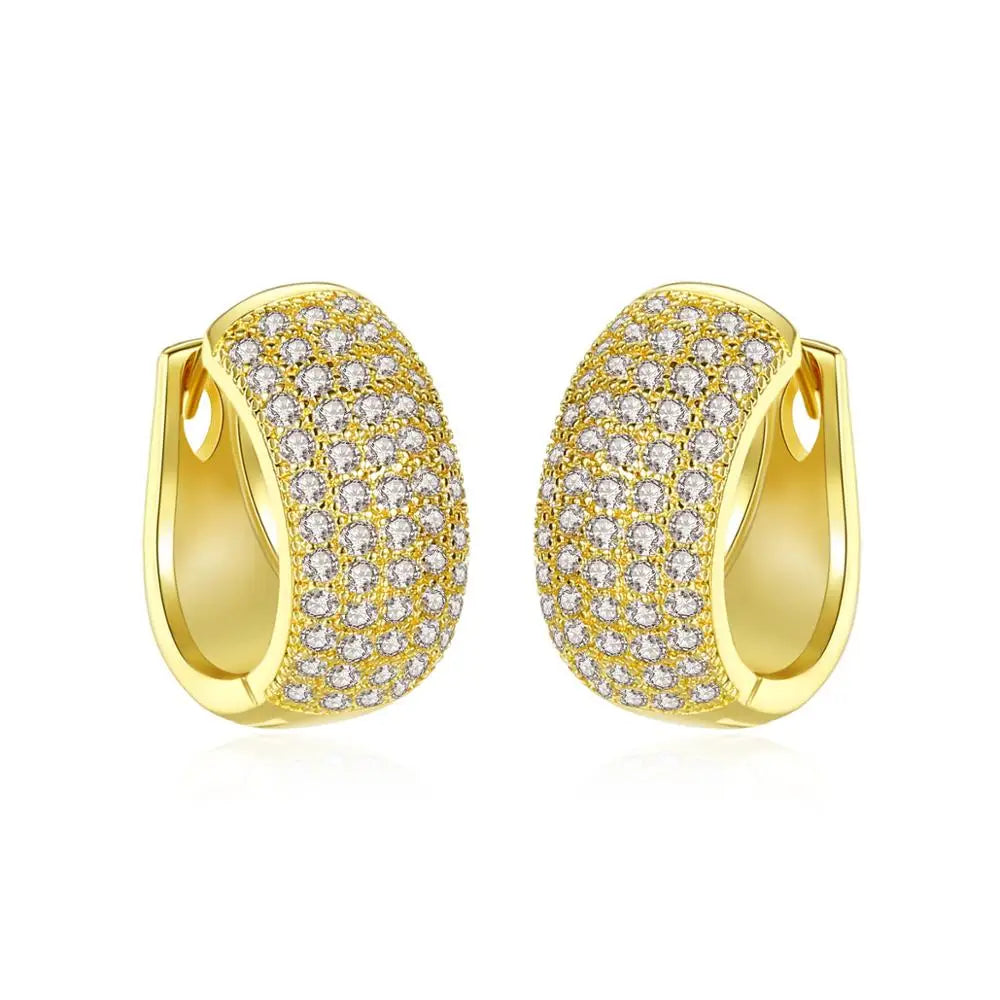 LUOTEEMI New Design Gold Plated CZ Huggie Clip Stud Earring of Double Color for Party Jewelry