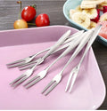 Dropship 2020 New Simple Fashionable Stainless Steel Fruit Fork Two Tooth Fork Household Fruit Sign Dessert Moon Cake