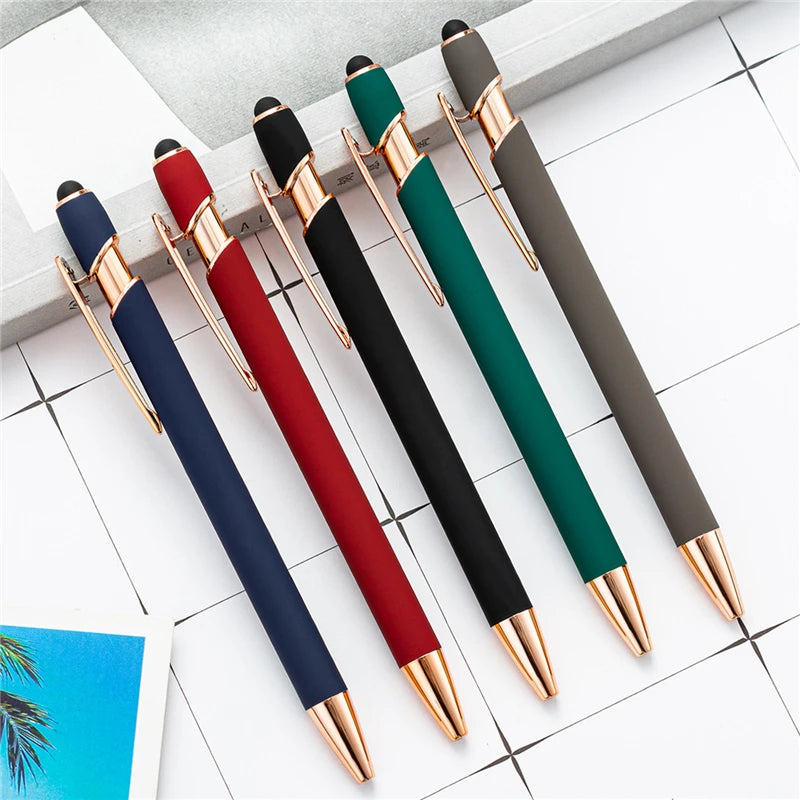Promotional High Quality Click for Banner Pen Half Metal Ball Point Pen Soft Touch Aluminum 1.0mm Tip Gift