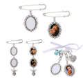 RubySub Metal Silver Sublimation Custom Oval Brooches Women DIY Badge Pin Pendant