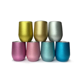 2021 Trend 12oz Stainless Steel Golden Glitter Surface Thermos Egg Tumbler Mug Blank Bottle Aluminum Sublimation Bottle