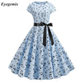 Musical Note Print Summer Dress Vintage Women 50s 60s Swing Rockabilly Dress Robe Femme Casual Floral Office Party Vestidos