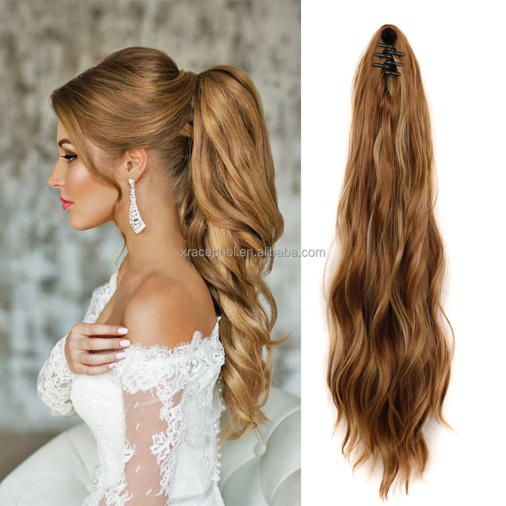 High Temperature Curly Loose Water Wave Ponytail Clip Claw Long Wavy Hair Ponytail Extension for Girls
