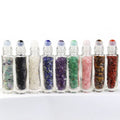 Natural Healing Crystal Perfume Stone Bottle Lid 10ml Empty Clear Glass Essential Oil Gemstone Roller Balls Bottle