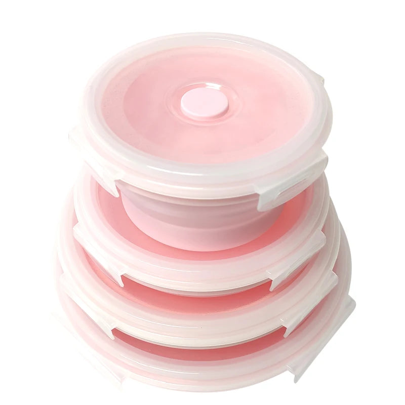 Factory Outlet Fiambrera De Silicone 4 Pcs Collapsible Container Silicon Lid Collapsible Custom Platinum Silicone Food Container
