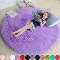 Modern White Round Fluffy Rug for Kids & Teen's Room Shaggy Circular Nursery Carpet for Bedroom & Nursery