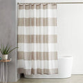 Shower Curtain With Hooks Rustproof Metal Grommets Waterproof Gray Stripe Polyester Shower Curtains for Bathroom